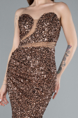 Copper Strapless Long Scaly Mermaid Evening Gown ABU4816