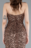 Copper Strapless Long Scaly Mermaid Evening Gown ABU4816