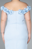 Midi Light Blue Plus Size Party Dress ABK2318