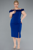 Midi Sax Blue Plus Size Party Dress ABK2318
