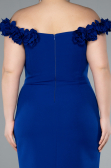 Midi Sax Blue Plus Size Party Dress ABK2318
