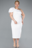 Midi White Plus Size Party Dress ABK2319