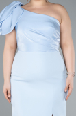 Midi Light Blue Plus Size Party Dress ABK2319