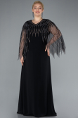 Black Stones On Top Two Piece Long Plus Size Evening Gown ABU4888