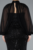 Black Long Beaded Plus Size Evening Gown ABU4890