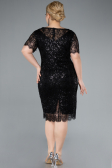 Black Short Sleeve Beaded Midi Evening Gown ABK2330
