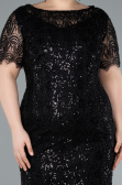 Black Short Sleeve Beaded Midi Evening Gown ABK2330