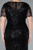 Black Short Sleeve Beaded Midi Evening Gown ABK2330