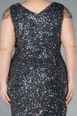 Anthracite V Neck Midi Sequined Plus Size Evening Gown ABK2331