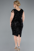 Black V Neck Midi Sequined Plus Size Evening Gown ABK2331