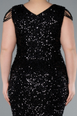 Black V Neck Midi Sequined Plus Size Evening Gown ABK2331