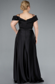 Black Satin Off Shoulder Long Satin Plus Size Evening Gown ABU4869