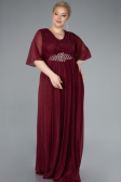 Burgundy Short Sleeve V Neck Long Glittery Plus Size Evening Dress ABU4887