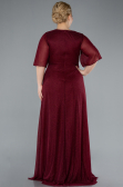 Burgundy Short Sleeve V Neck Long Glittery Plus Size Evening Dress ABU4887