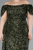 Long Olive Drab Scaly Plus Size Evening Gown ABU4863