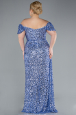 Long Indigo Scaly Plus Size Evening Gown ABU4863