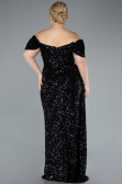 Long Black Scaly Plus Size Evening Gown ABU4863