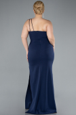 Long Navy Blue Plus Size Evening Gown ABU4892