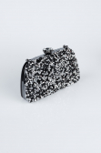 Black-Silver Plaster Fabric Night Bag SH849