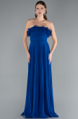 Sax Blue Strapless Long Chiffon Prom Gown ABU4866