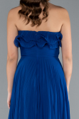 Sax Blue Strapless Long Chiffon Prom Gown ABU4866