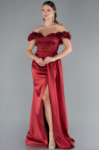 Long Burgundy Satin Evening Dress ABU4895