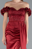 Long Burgundy Satin Evening Dress ABU4895