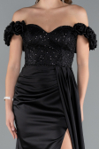 Long Black Satin Evening Dress ABU4895