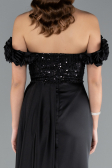 Long Black Satin Evening Dress ABU4895
