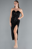 Midi Black Scaly Cocktail Dress ABK2335
