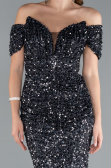 Long Anthracite Scaly Mermaid Evening Gown ABU4906