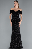 Long Black Scaly Mermaid Evening Gown ABU4906