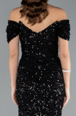 Long Black Scaly Mermaid Evening Gown ABU4906