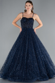 Navy Blue Scaly Long Evening Dress ABU3839