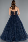 Navy Blue Scaly Long Evening Dress ABU3839