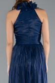 Navy Blue Halter Neck Long Chiffon Evening Dress ABU4811