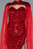 Long Red Scaly Evening Dress ABU4910