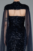 Long Navy Blue Scaly Evening Dress ABU4910