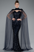 Long Navy Blue Scaly Evening Dress ABU4910