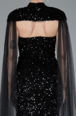 Long Black Scaly Evening Dress ABU4910