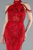 Long Red Beaded Evening Dress ABU4912