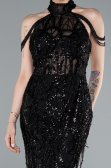 Long Black Beaded Evening Dress ABU4912