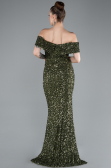 Olive Drab Off The Shoulder Long Sequin Mermaid Prom Dress ABU4778