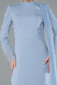 Long Grey-Indigo Hijab Dress ABU4931