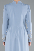 Long Grey-Indigo Hijab Dress ABU4931