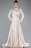 Long Beige Hijab Dress ABU4932