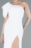 White One Shoulder Slit Long Chiffon Prom Dress ABU4091