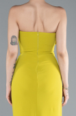 Pistachio Green Strapless Slit Long Prom Gown ABU4213