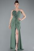 Olive Drab Strapless Slit Long Prom Gown ABU4213