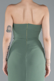 Olive Drab Strapless Slit Long Prom Gown ABU4213